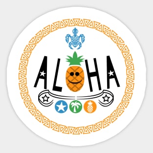 Aloha Pineapple Design (Version 2), with Black Lettering Sticker